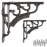 EDUWURXS Cast Iron Industrial Shelf Brackets 6x6” | Heavy Duty Rustic Wall Brackets (2 Pack) | Stylish Shelf Supports for Kitchen, Living Room & More | Kings Cross