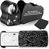 2 Pieces Jewelers Loupe 30X 60X 90X Illuminated Eye Loupe Magnifier Jewelry Magnifying Glass Loop with UV Black Light and Bright LED Light for Diamond Gem Coin Stamp Rock(Black)