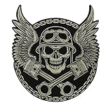 Large Embroidery Skull Wings Patches for Jacket Back Motorcycle Biker Applique Iron on Badge 1piece
