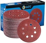 SATC 125mm Sanding Discs 72Pcs Orbital Sander Discs Hook and Loop 125mm Sanding Pads for Random Orbital Sander, 40 60 80 120 180 240 320 Grits Sanding Discs