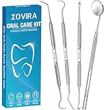 ZOVIRA Plaque Remover for Teeth 4pc Tooth Cleaning Kit with Tartar and Calculus Removal Dental Care Set Stainless Steel Dentist Tools for Personal and Home Use