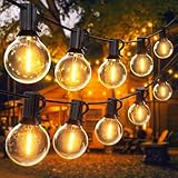 SUWIN Outdoor String Light 100FT/30M - Waterproof Festoon Lights Outdoor with 50+2 LED Bulbs, 2700k Garden Lights Mains Powered for Backyard,Party,Yard,Christmas,Patio,Garden,Wedding