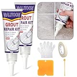 Tile Grout Repair Kit, Fast Drying Tiles Sealer Bathroom Shower Kitchen Floor, Restore and Renew Joints Line, Gaps, Replace Grouts Pen (White, 2)