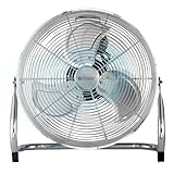 EPISENT 16" High Velocity Chrome Floor Fan – Heavy Duty Industrial Metal Fan | Powerful Air Circulator with 3 Speed Settings & Adjustable Tilt | Large Cooling Floor Fan for Home, Gym, Garage, Office