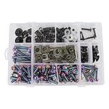 BAIONE Fairing Bolt Kit 195PCS Stainless Steel M5 M6 Motorcycle Windscreen Fairing Screws Fasteners Universal Compatible with Yamaha Honda Kawasaki Suzuki BMW Sportbike Bodywork Bolts (Titanium)