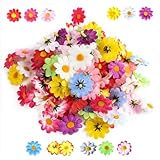 FENGQQKJ 120 Pcs Craft Flowers Artificial Daisy Flowers Heads Artificial Fake Flower Heads Fake Fabric Floral Head Petals Decor Decorative Artificial Silk Flowers for Crafts DIY