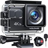 WOLFANG Action Camera 4K 20MP GA100, Waterproof 40M Underwater Camera for Snorkeling, EIS Stabilization WiFi 170° Wide Angle Helmet Camera for Vlogging with External Microphone, Remote Control