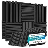 Knightsacoustic 48 Pack Acoustic Foam Panels, 2" X 12" X 12" Soundproofing Panels Sound Absorbing, Broadband Foam Sound Proofing Panels Soundproof Panels for Walls Studio Home Youtube Noise Cancelling