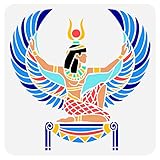 FINGERINSPIRE Winged Isis Egypt Painting Stencil 30x30cm Hollow Out Egyptian Goddess Painting Craft Stencil Reusable Plastic Egyptian Symbol Stencil Template for Wall, Door, Cabinets, Canvas