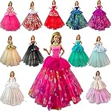 Kidsdream 7 Pcs Doll Dresses Handmade Fashion Wedding Party Ball Gown Lace Dresses Outfits Compatible for 11.5 inch Doll