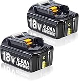 2X 18V 8000mAh Li-Ion Replacement Battery for BL1830 18V Batteries BL1860 BL1850B BL1850 BL1830B BL1830 BL1815 BL1840B BL1835 BL1845 BL1840 194205-3 LXT-400 Tool Batteries With LED Indicator