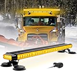 Esoldnic 33.5 Inch LED Strobe Flashing Light Bar, 66 LEDs Double Side High Intensity Emergency Warning Lights, 12-24V LED Amber Beacon with Magnetic Mounts for Vehicle Car Truck Trailer Roof (Amber)