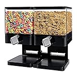 SHINE Double/Single Cereal Dispenser Dry food Container Machine/Storage holds 19 Ounces Food (Double Dispenser Black)