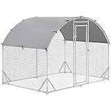 PawHut Walk In Chicken Run Galvanised Chicken Coop Hen Poultry House Cage Pet Playpen Garden with Water-Resist Cover, 2.8 x 1.9 x 2m