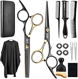 Hairdressing Scissors, 15 Pcs Thinning Scissors Kit, Professional Hairdressing Kit with Protective Case, Extra Sharp and Precise for Hair and Beard for Hairdresser/Hairdresser/Beard