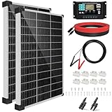 【240W Solar Panel 12V Kit】KOLLNIUN 2x120W Caravan Solar Panel Kit 1kWh/Day Off-Grid for RV Car Boat Camping:2 Pcs 120W Mono Solar Panels+30A Solar Charge Controller+T Connector+Solar Cable+Z Brackets