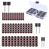 MOLENCO Drum Sander Set, 150pcs Sanding Drum Tool with Free Box Including 144pcs Nail Sanding Bands Sleeves(80/120 Grits) and 6pcs Drum Mandrels for Rotary Tool, for Polishing Nail Jewelry