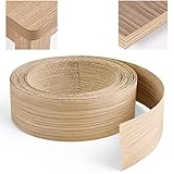 YAANBUNB 50mm Wood Veneer Strip 7.5m Oak Veneer Edging Tape Pre-glued Veneer Roll Preglued Hot Melt Adhesive Iron On Edge Banding for Desk Wardrobe Cabinet Door Frame Furniture Restoration,Wood Color