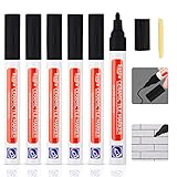 DONQL 6Pcs Tile Pen Black Grout Pen for Tiles Bathroom with Replacement Nib Tips Anti-Grout black Tile Pen Marker for Restoring Tile Grout Wall Floor Bathroom Kitchen and Floor Tiles (Black)
