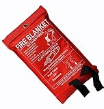 KING KARAN® 1m x 1m Soft Case Fire Blanket, Large, Quick Unfolding, with Loops - Fire Extinguisher Home - Fire Blanket for Kitchen, Office, Caravan