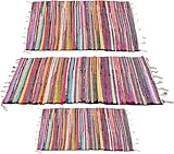 RelianceUK Handmade Chindi Rug Ideal for Indoor & Outdoor Use, Kitchen & Garden, Washable Rag Rugs Door Mats, Floor Mat, 100% Recycled, Multi Colour Rugs (50 x 80 cm)