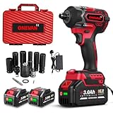 ONEVAN Cordless Impact Wrench Electric Impact Driver - 1/2-Inch Brushless Impact Gun with 369 Ft-lbs (500 N.m), 3 Speed Forward and 2 Reverse Impact Driver for Car Tire Change