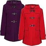 Paramount PU Clasp Hooded Long Duffle Coat Plus Size Red 10