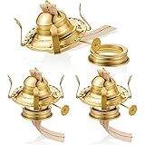 Hortsun 3 Pieces Oil Lamp Parts Burner Kerosene Brass Plated #2 Oil Lamp Chimney Holder Replacement Burner with 1 3/16" Diameter Threaded Base for Antique Hurricane Lantern