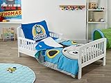 Kinder Valley Thomas and Friends Solid Pine 7 piece toddler bed bundle with Sydney toddler bed, Thick mattress, Soft Pillow, Duvet & Reversible Bedding Set