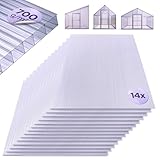 Arebos Polycarbonate Panel Roofing Set of 14 | 121 x 60.5 cm | polycarbonate sheets 4 mm thick | UV-resistant | 700 g/m² | transparent | for greenhouses, carports, cold frames, canopies