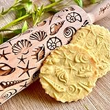 Embossing Rolling Pin SHELLS. Dough and Clay Roller for Embossed Cookies and Pottery. Cookie and Ceramic Stamp. Backing Gifts for Women by Algis Crafts