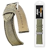 Alpine Cordura Fabric 22mm Watch Band - Quick Release Replacement Straps - Water Resistant Back Lining Leather Straps- Watch Bands for Women & Men - Compatible with Regular & Smart Watch Bands(Olive)