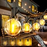 Outdoor String Lights Mains Powered - G40 Garden Festoon Lights 100FT/30M Dimmable with Remote Control Shatterproof LED Bulbs 3 Modes & 2 Timer Settings Waterproof for Outdoor Patio Gazebo Pergola