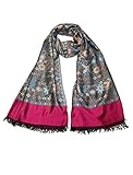 LOVARZI Women’s Scarf and Pashmina Wrap - Stylish blue and orange floral woven scarf for women