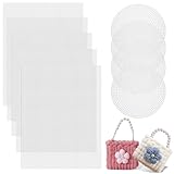 9Pcs White Plastic Mesh Canvas Set, 30x20cm Clear Crochet Projects Sheets, Ø11.5cm Plastic Craft Mesh, Cross Stitch Mesh, Needlepoint Embroidery Canvas, Knitting Crochet Sheet for Crochet Projects DIY