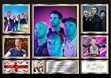 Coldplay Autographed Print – Limited Edition | Hand-Signed Memorabilia for Music Fans | Perfect Collectors’ Item, A4 Poster + Matt Black Frame
