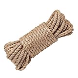 Wolike Hemp Rope,6mm Thick Rope Strong Natural Rope,Jute Rope for Craft Rope/Cat Scratching Rope/Garden Bundling(10 M/32 Feet) (6mm)