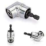 Right Angle Drill, Vakki 105 Degree Right Angle Driver Angle Extension Power Screwdriver Drill Attachment 1/4inch Hex Bit Socket Screwdriver Holder Adaptor for Tight Corner Workspace