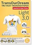 TransOurDream Tru-T Shirt Heat Transfer Paper 10 Sheets A4 Iron On Transfers for Inkjet & Laser Printer Printable HTV Heat Transfer Vinyl for White and Light Fabrics,Easy to Cut(TOD-03-10)