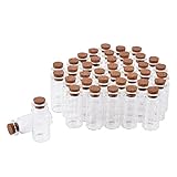 SHiZAK 40 pack 10 ml Mini Glass Jars Bottles with Cork Stoppers Clear Wish Bottles Cosmetics Container for DIY Arts Crafts Decoration, Weddings Favors Accessories