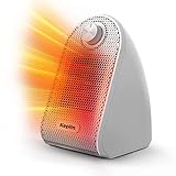 KEPLIN Ceramic Desk Heater, 500W, Electric Low Energy Consumption for Home & Office, Mini Portable Plug-in, Adjustable Thermostat Space Heater with Overheat & Tip-Over Protection (White)