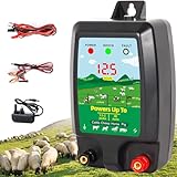 Warmfay Electric Fence Energiser 12V With LED Display, Electric Fence 2J Output for 10Km Range, 3 Ways Power Supply, Waterproof Electric Fence Charger for Protection of Livestock, Pets, Poultry, Horse