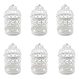 Pvczool 6 Pcs Candle Tea Light Holders Metal Hanging Hollow Birdcage Lantern Vintage Decorative Centerpieces of Wedding