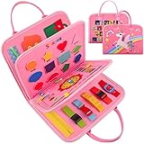 Busy Board for Toddlers, 34 IN 1 Montessori Toys Sensory Activities Preschool Educational Toys for Learning Fine Motor Skills for 3 4 5 6 Years, Travel Toys on Plane for Girls Gift - Pink/Unicorn
