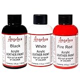 Angelus Acrylic 4 oz Paint, Black, White & Fire Red Trio