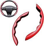 ZYSHJ 2Pcs Car Steering Wheel Cover for Porsche 924 928 944 968 Coupe, Segmented Breathable Anti-slip Wear-Resistant Steering Wheel Protector Accessories,Red