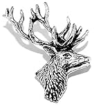 Stag Head Pewter Pin Badge/Brooch English Silver colour in gift pouch