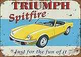 Harvesthouse TRIUMPH Spitfire Just For The Fun Of It Metal Vintage Tin Sign Wall Decor 12 x 8