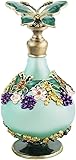 Dophee Vintage Crystal Perfume Bottle, Refillable Perfume Bottle Butterfly Flowers Decorative Glass Empty Container for Fragrance Restoring, Dresser Table Decor, Holiday Gifts Christmas (25ml, Green)