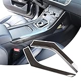 DIYUCAR ABS Plastic Center Console Gear Shift Side Decoration Strip Trim for Land Rover Range Rover Evoque 2012-2018 (Black Wood Grain)